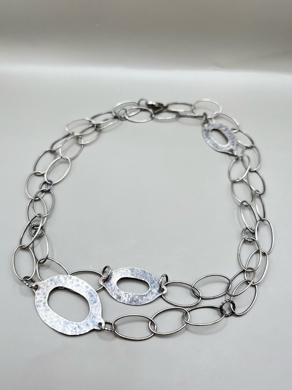 Silpada Silver Hammered Link Long Necklace